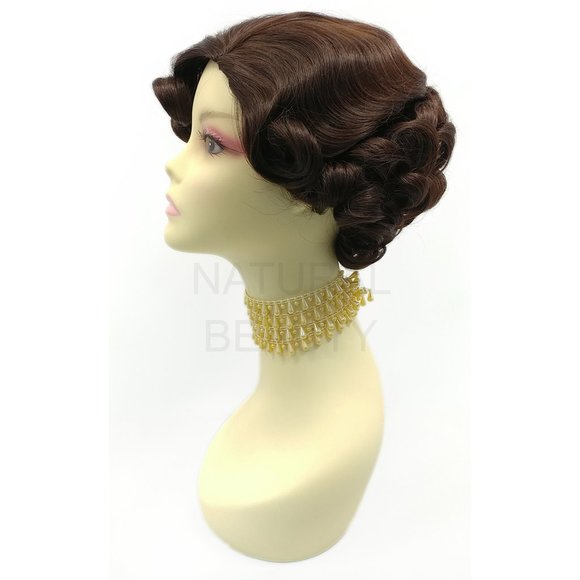 50s Retro Marilyn Monroe Chestnut Pin Curl Wig - Picture 2 of 5